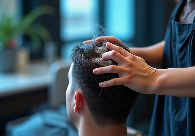 Client recevant un massage du cuir chevelu avec des huiles essentielles à Paris